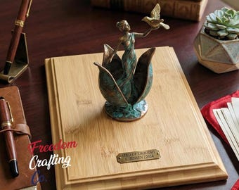 Custom Bamboo Display Base | Engraved Wood Trophy Stand & Sculpture Mounting Board | Personalized Eco-Friendly Award Plaque