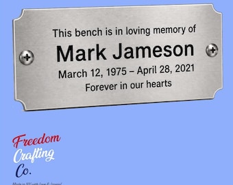 Custom Engraved Memorial Bench Plaque Weatherproof Stainless Steel Outdoor Tag Personalized Garden Dedication Plate 4x2 Metal Nameplate
