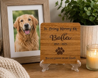 Engraved Acacia Wood Pet Memorial - Custom Dog or Cat Remembrance Plaque