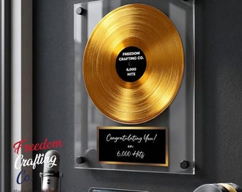 Custom Gold Record Plaque for Business Milestone | Personalized Acrylic Award | Corporate Recognition Gift | 14x18 Standoff Sign