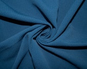 Denim Blue 148 Bullet Ribbed Scuba Techno Double Knit 2Way Stretch Poly Lycra Spandex Apparel Craft Fabric 58 quot -60 quot Wide By The Yard