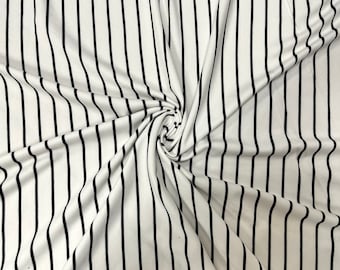 Schwarz Weiß Vertikaler Streifen DBP Druck # 365 Doppelt gebürstetes Polyester Spandex Bekleidung Stretch Stoff 190 G/M 58 &quot;-60&quot; breit Schüttgut