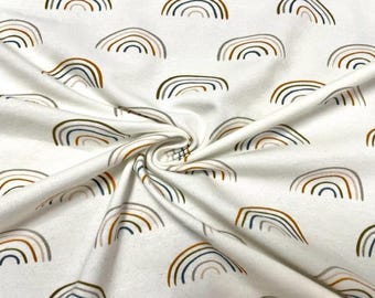 Boho Rainbow Cotton Spandex Print #163 230GSM Jersey Knit Stretch Exercise Apparel Fabric Photography 58"-60" Wide By The Yard
