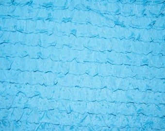 Aqua 2" Ruffle Knit #21 Polyester Spandex 4-Way Stretch Kleding Ambachtelijke Stof Rok Jurk 52"-54" Breed op maat gesneden