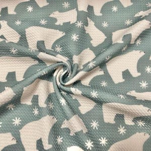 Brittany Frost Designs Polar Bears Bullet Print #884 Ribbed Scuba Double Knit Stretch Poly Spandex Apparel Craft Fabric 58&quot;-60&quot; Wide BTY