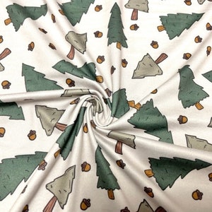 Brittany Frost Designs Xmas Tree DBP Print #902 Double Brushed Polyester Spandex Apparel Stretch Fabric 190 GSM 58&quot;-60&quot; Wide By The Yard