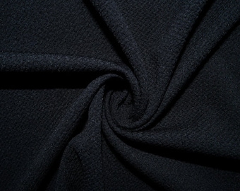 Black #24 Bullet Ribbed Scuba Techno Double Knit 2-Way Stretch Polyester Spandex Apparel Craft Fabric 58&quot;-60&quot; Wide By The Yard