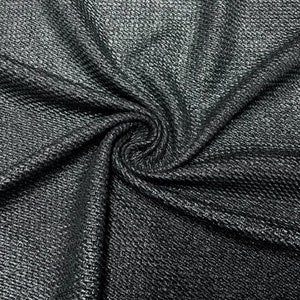 Shimmer Silver Metallic Black Bullet #227 Ribbed Double Knit 2 Way Stretch Poly Spandex Apparel Craft Fabric 58"-60" Wide