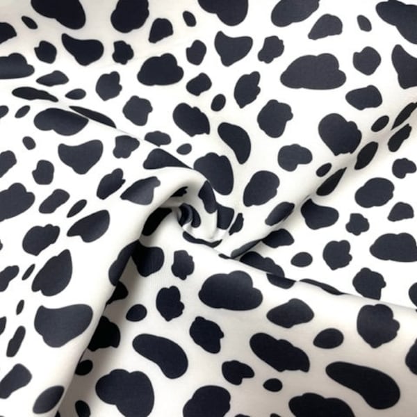 Cow Spot Cowhide Super Scuba Techno Print #112 Double Knit Stretch Fabric Poly Spandex Apparel Craft Fabric 58"-60" Wide By The Yard