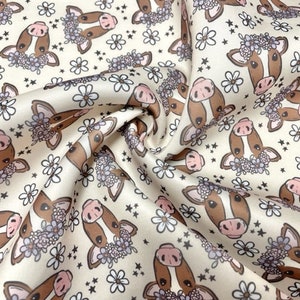 Brittany Frost Designs Cows Super Scuba Print #111 Double Knit Stretch Fabric Poly Spandex Apparel Craft Fabric 58&quot;-60&quot; Wide By The Yard