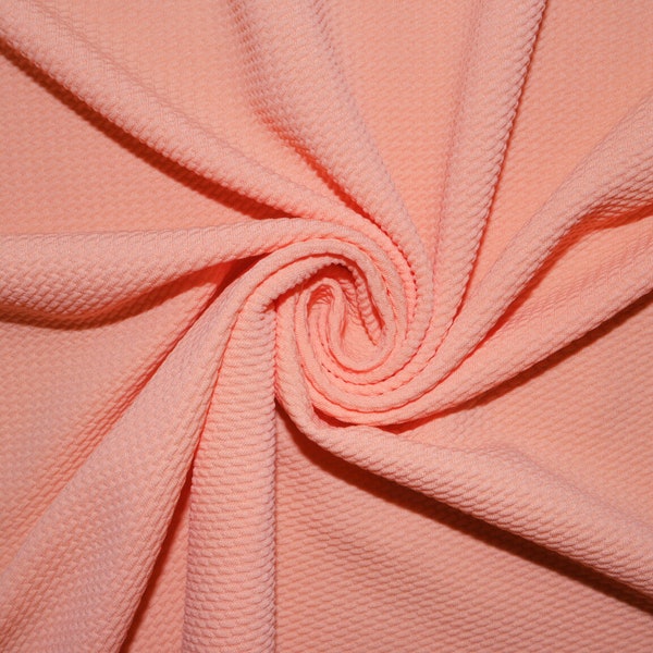 Orange Creme #167 Bullet Ribbed Scuba Techno Double Knit 2-Way Stretch Polyester Spandex Apparel Craft Fabric 58"-60" Wide Bulk Stock