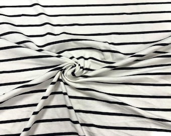 Streep zwart witte jersey gebreide print #11 rayon spandex stretch zachte kledingstof 180 gsm 58"-60" breed op maat gesneden