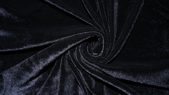 Black Polyester Stretch Velvet - Velour - Jersey/Knits - Fashion