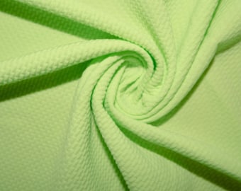 Honeydew Green #129 Bullet Ribbed Scuba Techno Double Knit 2-Way Stretch Polyester Spandex Apparel Craft Fabric 58&quot;-60&quot; Wide By The Yard