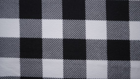 Black and White Buffalo Plaid Liverpool Print #112 Double Knit Solid 2-Way Stretch Polyester Lycra Spandex  58"-60" Wide By The Yard