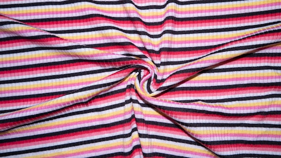 Rainbow Striped Ribbed Jersey Knit 302 Rayon Polyester Spandex Stretch  Apparel Fabric 5860 Wide by the Yard -  Canada
