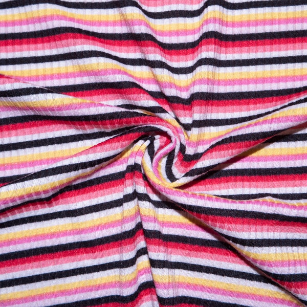Regenbogen Gestreift Jersey Strickstoff #302 Rayon Polyester Spandex Stretch Bekleidungs-Stoff 150cm breit Meterware