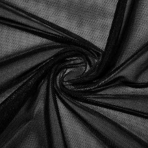 Black Nylon Power Mesh Fabric by the Yard, Soft Sheer Drape Mesh Fabric,  Stretch Mesh Fabric, Performance Mesh Fabric Style 454