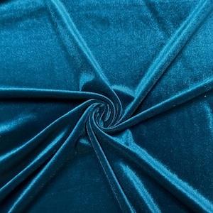 Teal #91 Stretch Velvet Polyester Spandex 250 GSM Luxury Apparel Fabric 55"-56" Wide By The Yard