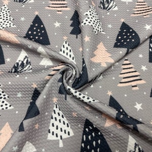 Christmas Trees Bullet Print #804 Ribbed Scuba Techno Double Knit 2-Way Stretch Poly Spandex Apparel Craft Fabric 58&quot;-60&quot; Wide BTY