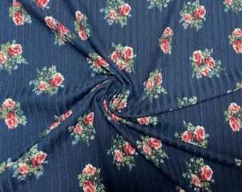 8x3 Floral Rose DBP Knit Print #486 Double Brushed Poly Spandex Stretch 190GSM Apparel Fabric 58"-60" Wide By The Yard