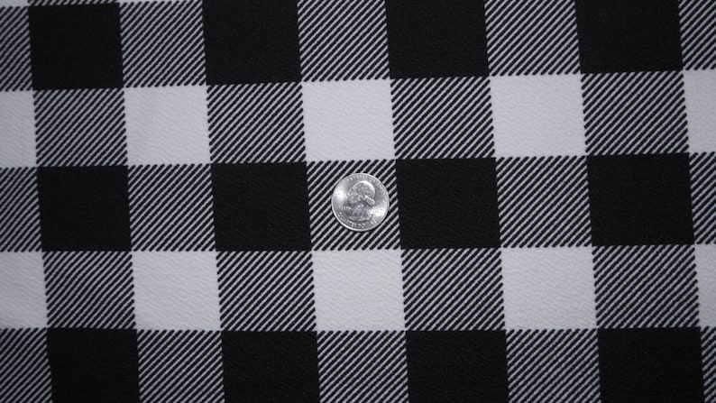 Black and White Buffalo Plaid Liverpool Print #112 Double Knit Solid 2-Way Stretch Polyester Lycra Spandex 58"-60" Wide By The Yard image 2