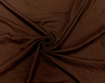 Brown DBP 4X2 Rib Knit #51 Double Brushed Polyester Spandex Stretch 190GSM Apparel Fabric 58"-60" Wide By The Yard