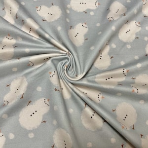 Brittany Frost Designs Snowmen Smile DBP Print #911 Double Brushed Polyester Spandex Apparel Stretch Fabric 190 GSM 58&quot;-60&quot; Wide By The Yard