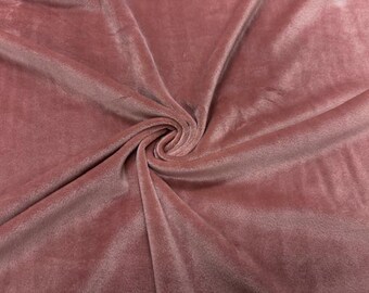 Rose #1 Micro Velour Stretch Velvet Polyester Spandex 230 GSM Luxury Apparel Fabric 58"-60" Wide By The Yard