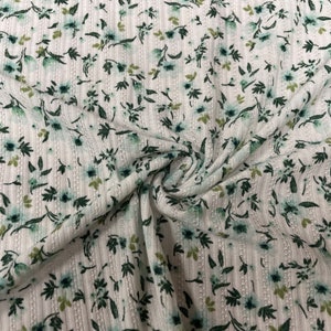 Floral Braid Rib Knit 4X2 Print #49 Jersey Knit Polyester Rayon Spandex Stretch 190 GSM Apparel Fabric 58"-60" Wide By The Yard