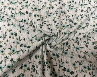 Floral Braid Rib Knit 4X2 Print #49 Jersey Knit Polyester Rayon Spandex Stretch 190 GSM Apparel Fabric 58"-60" Wide By The Yard