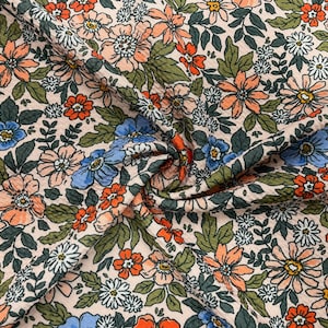 Retro Floral Bullet Print #518 Ribbed Scuba Techno Double Knit 2-Way Stretch Poly Spandex Apparel Craft Fabric 58"-60" Wide BTY