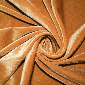 Tessuto per abbigliamento di lusso in spandex di poliestere elasticizzato in velluto n. 63 senape 250 GSM 55&quot;-56&quot; Ampio taglio su misura