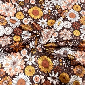 Fall Floral DBP Print #877 Double Brushed Polyester Spandex Apparel Stretch Fabric 190 GSM 58"-60" Wide By The Yard