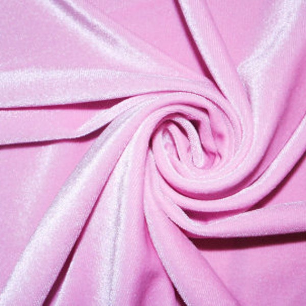 Pink #66 Stretch Velvet Polyester Spandex 250 GSM Luxury Apparel Fabric 55"-56" Wide By The Yard