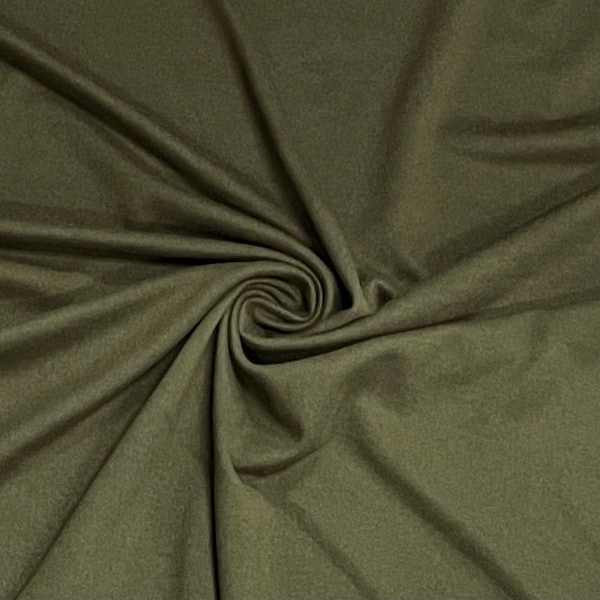 Military Green #64 Double Brushed Polyester Spandex Apparel Stretch Fabric 190 GSM 58"-60" Wide By The Yard