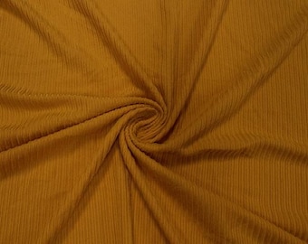 Mustard DBP 4X2 Rib Knit #74 Double Brushed Polyester Spandex Stretch 190GSM Apparel Fabric 58"-60" Wide By The Yard