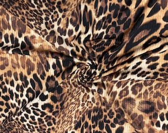 4x2 Leopard Spot Animal DBP Rib Knit Print #487 Double Brushed Poly Spandex Stretch 190GSM Apparel Fabric 58"-60" Wide By The Yard