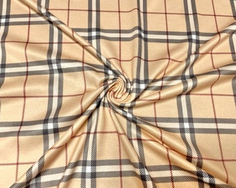 Designer geruite DBP-print #813 dubbel geborsteld polyester spandex kleding stretchstof 190 gsm 58"-60" breed op maat gesneden