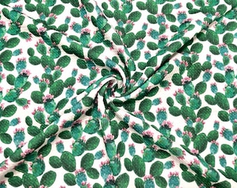 Aquarel succulente kogelprint #702 geribbeld Scuba Techno dubbel gebreid 2-weg stretch poly spandex kleding ambachtelijke stof 58"-60" breed BTY