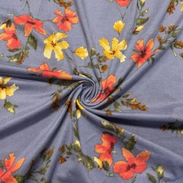 Classic Floral DBP Print #1074 Double Brushed Polyester Spandex Apparel Stretch Fabric 190 GSM 58"-60" Wide By The Yard