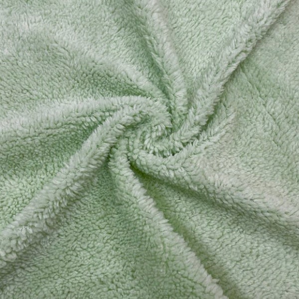 Mint Green Sherpa Faux Fur #27 100% Polyester Medium Pile Super Soft Stretch Fabric Very Soft 60"-70" Wide By The Yard