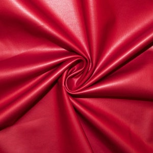 Red Matte Pleather Faux Leather Stretch Vinyl Polyester Spandex 190 GSM Apparel Craft Fabric 58"-60" Wide By The Yard