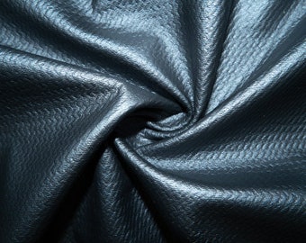 Black Pleather #161 Bullet Ribbed Scuba Techno Double Knit 2-Way Stretch Polyester Spandex Apparel Craft Fabric 58&quot;-60&quot; Wide By The Yard