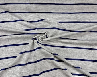 Streep grijs marineblauw jersey gebreide print #19 rayon spandex stretch zachte kledingstof 180 gsm 58"-60" breed op maat gesneden