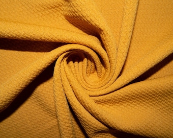 Mustard #39 Bullet Ribbed Scuba Techno Double Knit 2-Way Stretch Polyester Spandex Apparel Craft Fabric 58"-60" Wide By The Yard