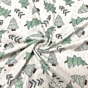 Brittany Frost Designs Christmas Tree DBP 4x2 Rib Knit Print #519 DBP Spandex Stretch 190GSM Apparel Fabric 58&quot;-60&quot; Wide By The Yard