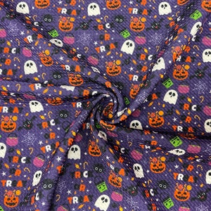 Trick Or Treat Halloween Bullet Print #438 Ribbed Scuba Techno Double Knit 2-Way Stretch Poly Spandex Apparel Craft Fabric 58"-60" Wide BTY
