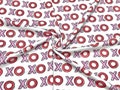 XOXO Valentine&#39;s Day DBP Print #701 Double Brushed Polyester Spandex Apparel Stretch Fabric 190 GSM 58&quot;-60&quot; Wide By The Yard