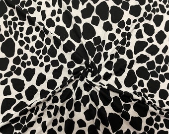 Kuh-Fleck Weiß-Schwarz DBP Druck #234 doppelt gebürstetes Polyester Pfirsich Spandex Bekleidung Stretch-Stoff 190 G/M 58 &quot;-60&quot; breit Schüttgut
